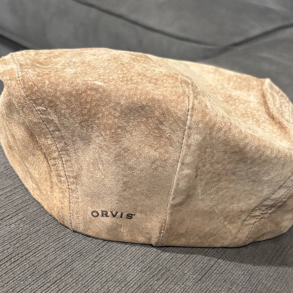 Orvis Beige Sueded Beret Cap